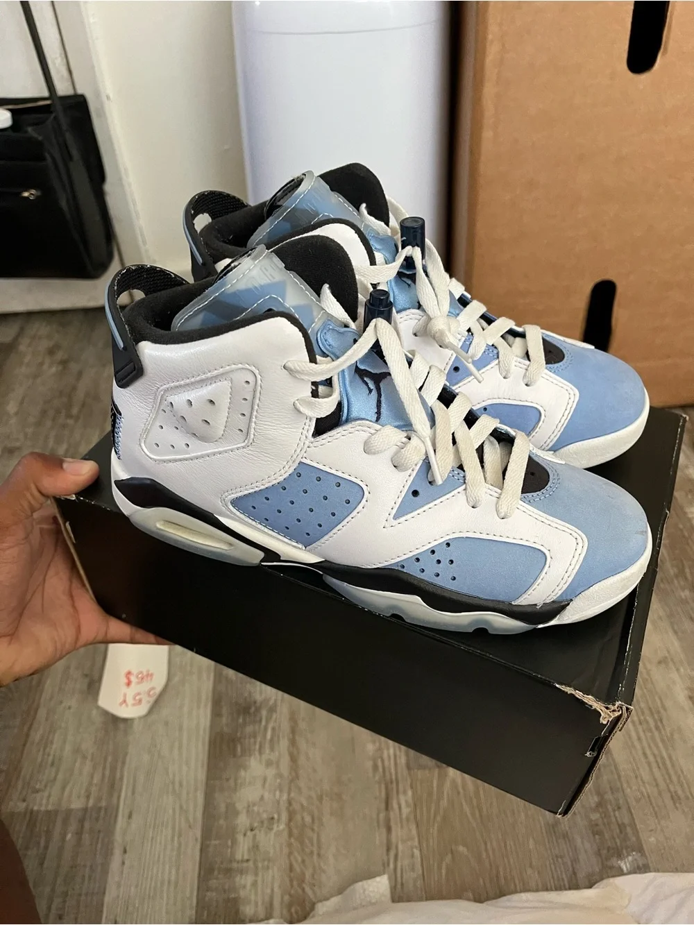 Jordan 6 nlue and white
